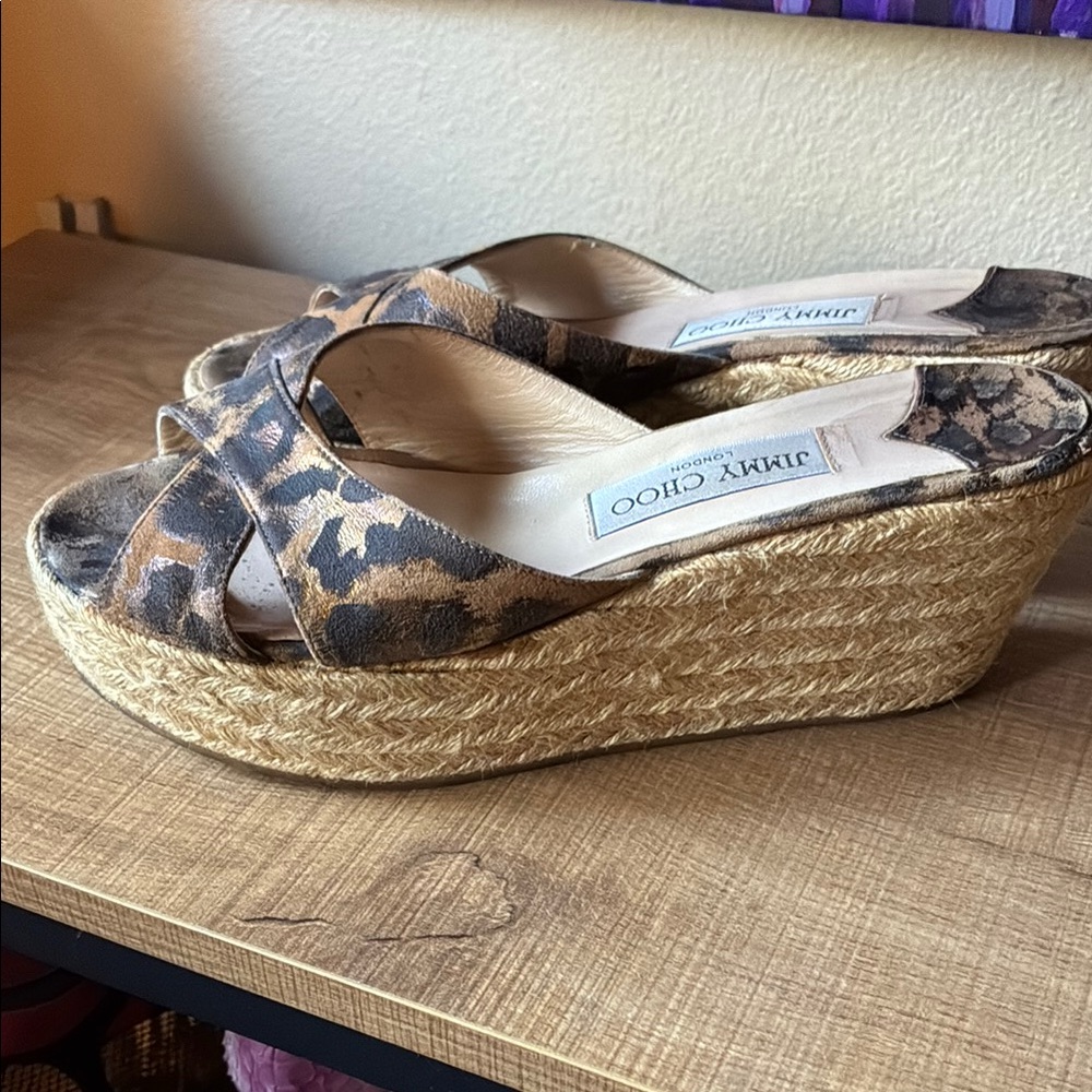Jimmy Choo Animal Print Wedge Sandals